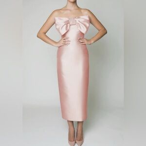 Brand New Alexia Maria Bow Silk and Wool Midi Dress, Seen on Ariana Grande